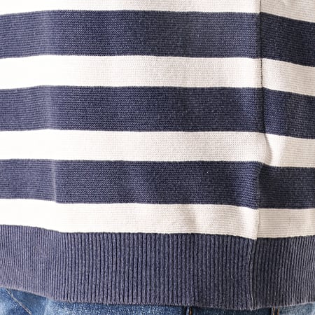 Tommy Jeans - Pull Washed Stripe 6535 Blanc Bleu Marine