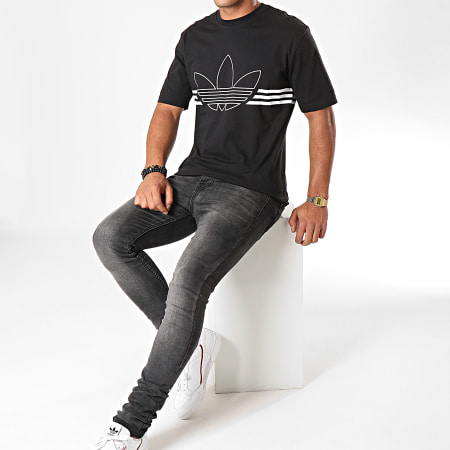 Adidas Originals - Tee Shirt Outline Trefoil ED4698 Noir Blanc