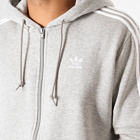 Adidas Originals - Sweat Zippé Capuche A Bandes 3-Stripes ED5969 Gris Chiné