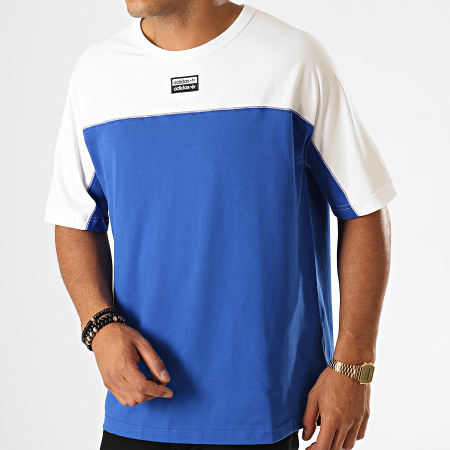 Adidas Originals - Tee Shirt R.Y.V. BLKD ED7136 Blanc Bleu Roi