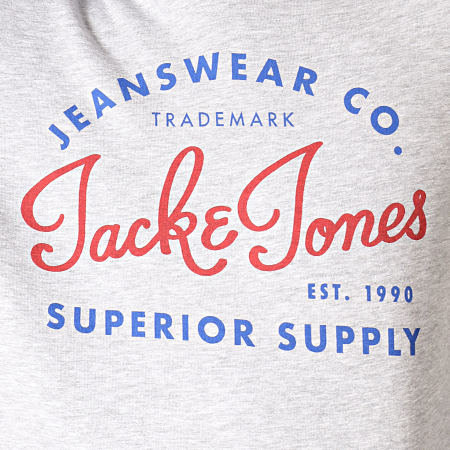 Jack And Jones - Sweat Capuche Logo Gris Clair Chiné
