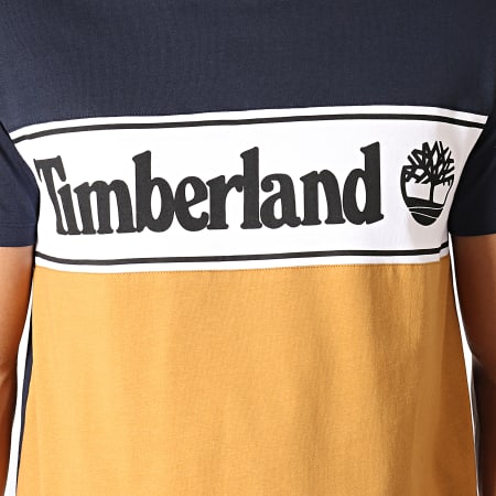 Timberland - Tee Shirt Cut And Sew A1OA4 Bleu Marine Marron Blanc