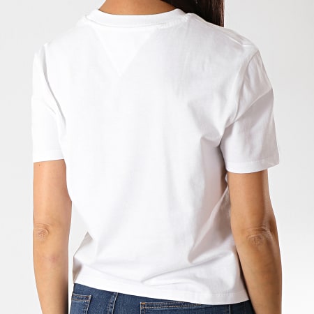 Tommy Jeans - Tee Shirt Femme Clean Linear Logo 7429 Blanc Noir