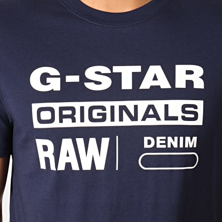 G-Star - Camiseta Graphic 8 D14143-336 Azul Marino Blanca