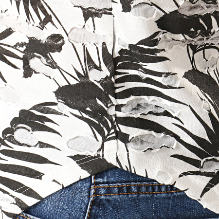 Uniplay - Tee Shirt Oversize Floral Destroy UY419 Blanc Noir