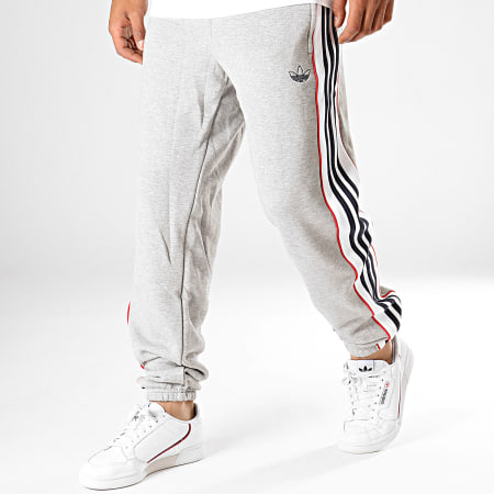 Adidas Originals - Pantalon Jogging A Bandes 3 Stripes ED6258 Gris Chiné
