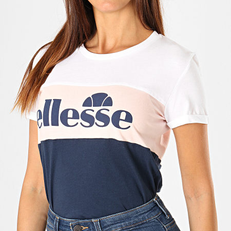 Ellesse - Tee Shirt Femme Ginny 1074N Bleu Marine Rose Blanc