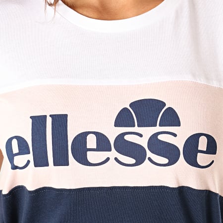 Ellesse - Tee Shirt Femme Ginny 1074N Bleu Marine Rose Blanc