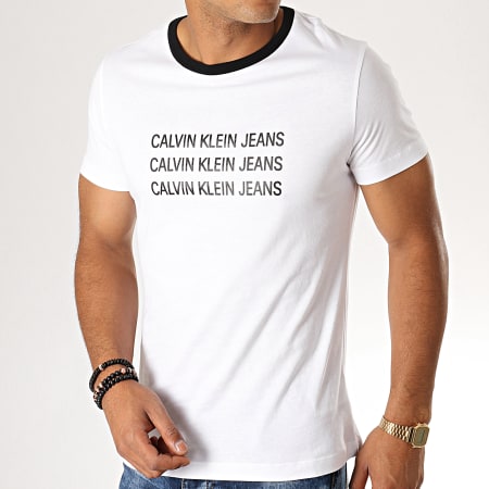 Calvin Klein - Tee Shirt Institutional Repetition 3242 Blanc Noir