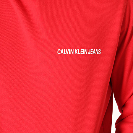 Calvin Klein - Sweat Capuche Small Institutional Regular 3700 Rouge Blanc
