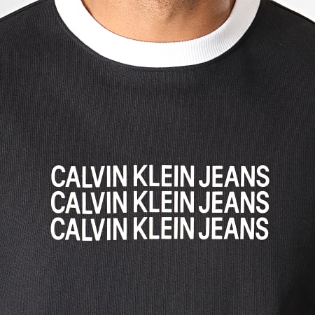 Calvin Klein - Sweat Crewneck Institutional Repetition Regular 3740 Noir Blanc
