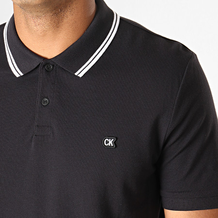 Calvin Klein - Polo Manches Courtes Tipping Badge Pima 3787 Noir Blanc