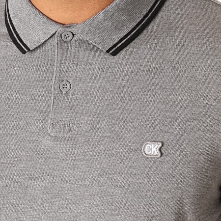 Calvin Klein - Polo Manches Courtes Tipping Badge Pima 3787 Gris Chiné Noir