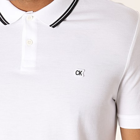 Calvin Klein - Polo Manches Courtes Tipping Badge Pima 3787 Blanc Noir