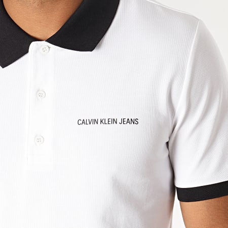 Calvin Klein - Polo Manches Courtes Contrast 3791 Blanc Noir