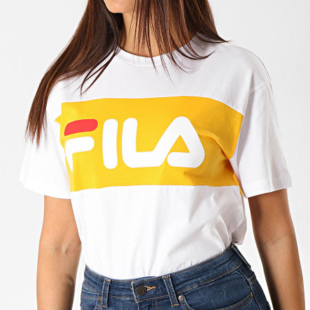 Fila - Tee Shirt Femme Allison 682125 Blanc Jaune
