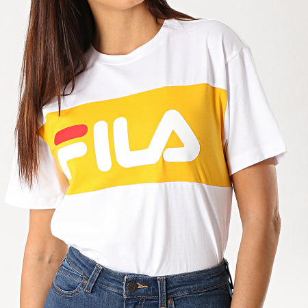 Fila - Tee Shirt Femme Allison 682125 Blanc Jaune