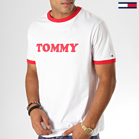 Tommy Jeans - Tee Shirt Logo 1620 Blanc Rouge