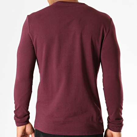 Guess - Tee Shirt Manches Longues M94I43-J1300 Bordeaux Blanc Rouge