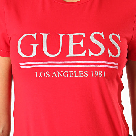 Guess - Tee Shirt Femme W94I20-J1300 Rouge Argenté