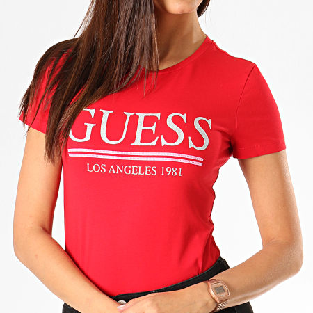 Guess - Tee Shirt Femme W94I20-J1300 Rouge Argenté