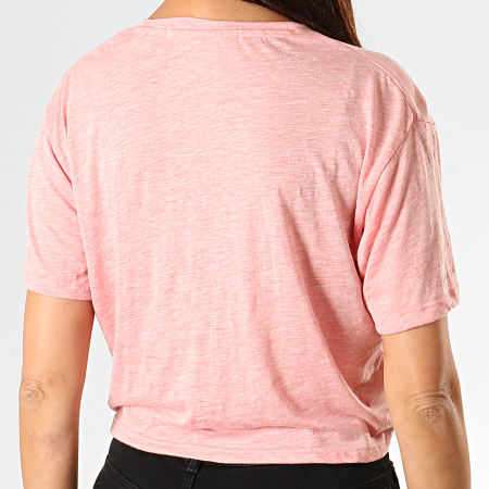 Guess - Tee Shirt Crop Femme O94A12-JR050 Rose Chiné Blanc