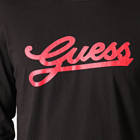 Guess - Tee Shirt Manches Longues U94I07-JR03D Noir Rouge