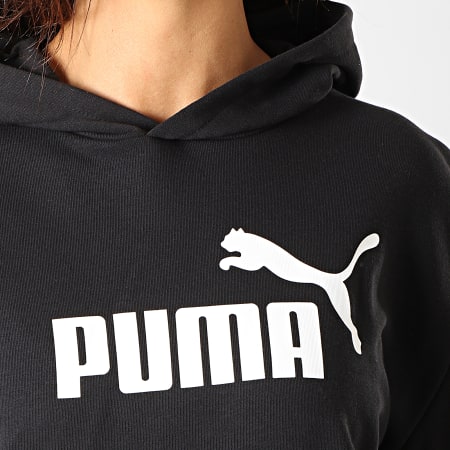 Puma - Sweat Capuche Crop Femme A Bandes Amplified 580469 Noir