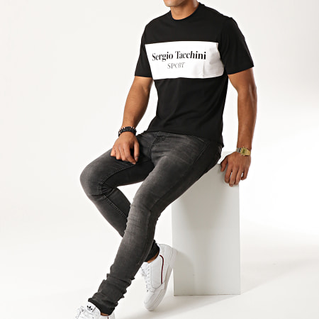 Sergio Tacchini - Tee Shirt Daniken 38363 Noir Blanc 