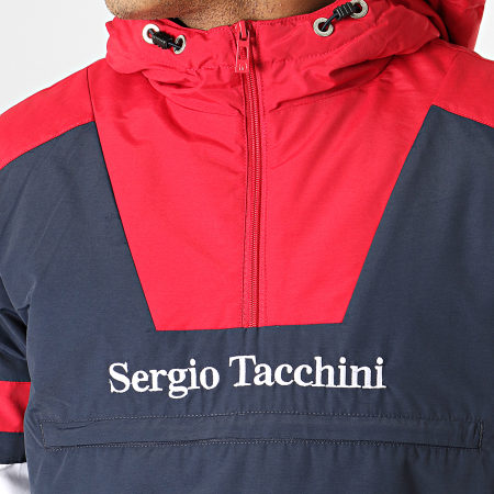 Sergio Tacchini - Veste Col Zippé Capuche Defoe 38366 Bleu Marine Rouge Blanc