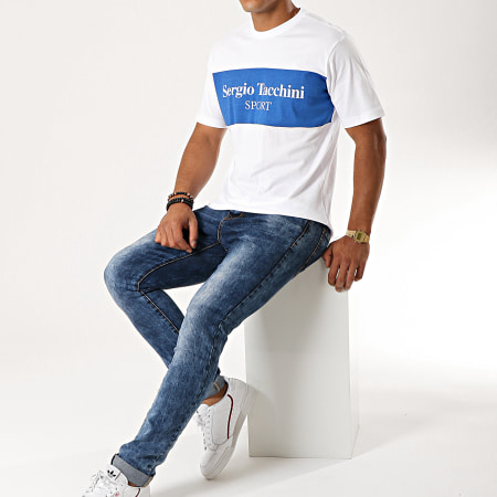 Sergio Tacchini - Tee Shirt Daniken 38363 Blanc Bleu Roi