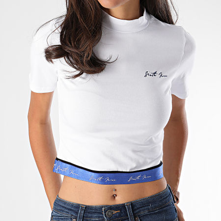 Sixth June - Tee Shirt Crop Femme 3740KTS Blanc Bleu