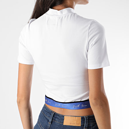 Sixth June - Tee Shirt Crop Femme 3740KTS Blanc Bleu
