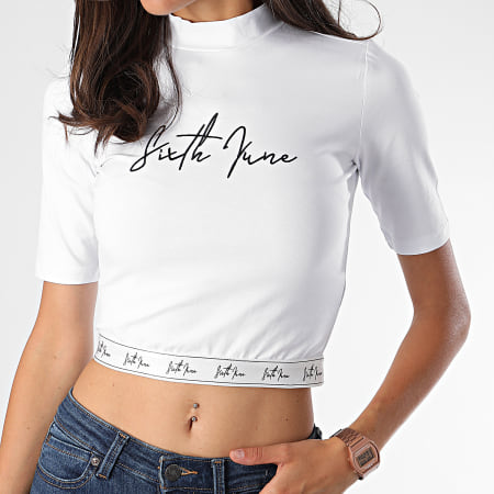 Sixth June - Tee Shirt Crop Femme 3904KTO Blanc