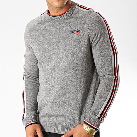 Superdry - Pull Athletic Stripe M6100003A Gris Chiné