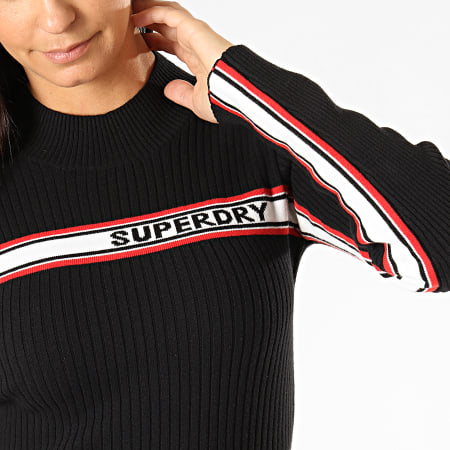 Superdry - Robe Pull Femme A Bandes Logo Knit W8000030A Noir Rouge Blanc