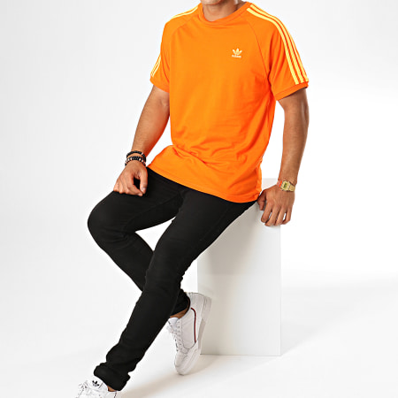 Adidas Originals - Tee Shirt 3 Stripes EJ9684 Orange Blanc