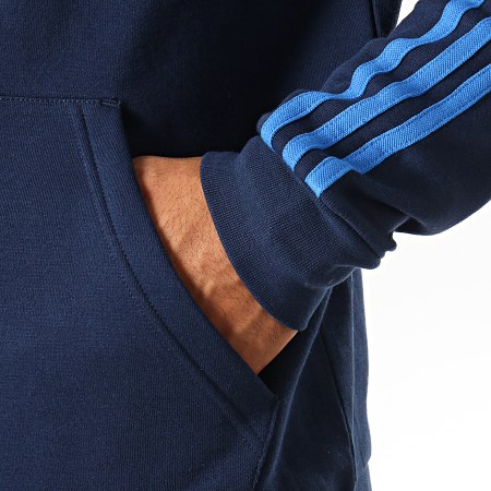 Adidas Originals - Sweat Zippé Capuche 3 Stripes EK0259 Bleu Marine Bleu Roi