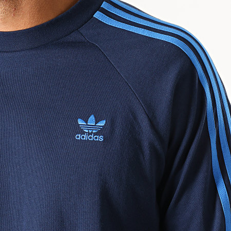 Adidas Originals - Tee Shirt Manches Longues 3 Stripes EK0256 Bleu Marine Bleu Roi