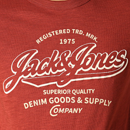 Jack And Jones - Tee Shirt Logo Bordeaux Chiné Ecru