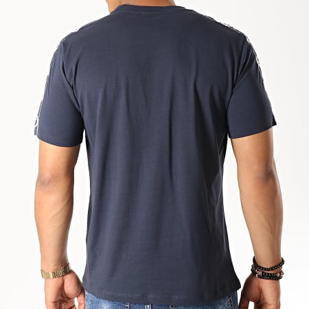 Sergio Tacchini - Tee Shirt A Bandes Dahoma 38315 Bleu Marine Blanc