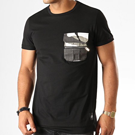 Sixth June - Tee Shirt Poche Camouflage 3886CTS Noir
