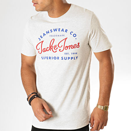 Jack And Jones - Tee Shirt Logo Gris Clair Chiné
