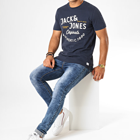 Jack And Jones - Tee Shirt Upton Bleu Marine