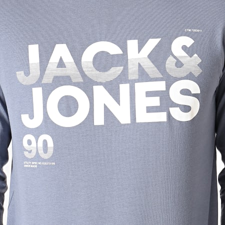 Jack And Jones - Tee Shirt Manches Longues Town Bleu Clair
