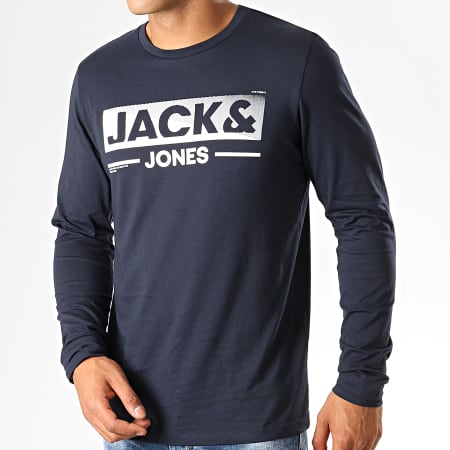 Jack And Jones - Tee Shirt Manches Longues Town Bleu Marine