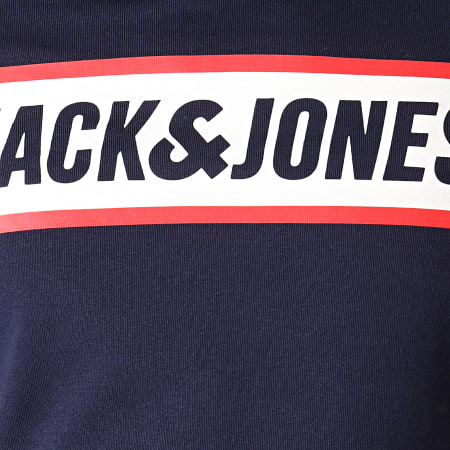 Jack And Jones - Sweat Capuche Thing Bleu Marine Blanc Rouge