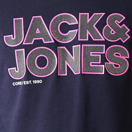 Jack And Jones - Sweat Crewneck A Bandes Sharp Bleu Marine Rose 