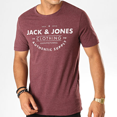 Jack And Jones - Tee Shirt Jeans Bordeaux Chiné