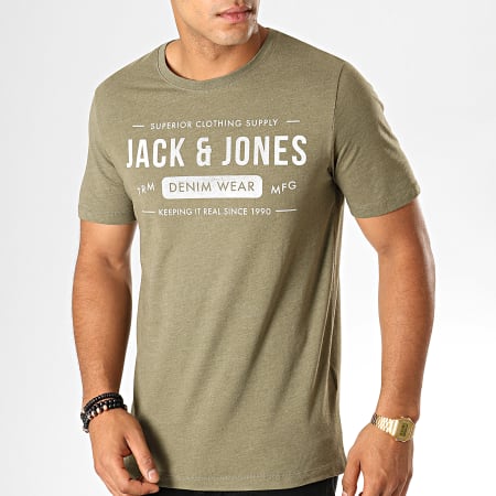 Jack And Jones - Tee Shirt Jeans Vert Kaki Chiné